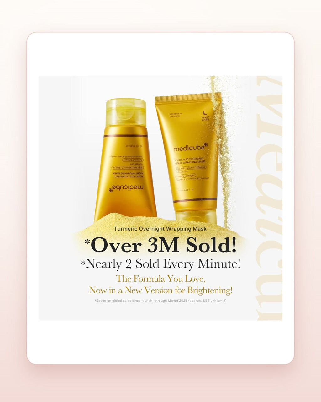 Medicube Kojic Acid Turmeric Night Mask on blush studio card