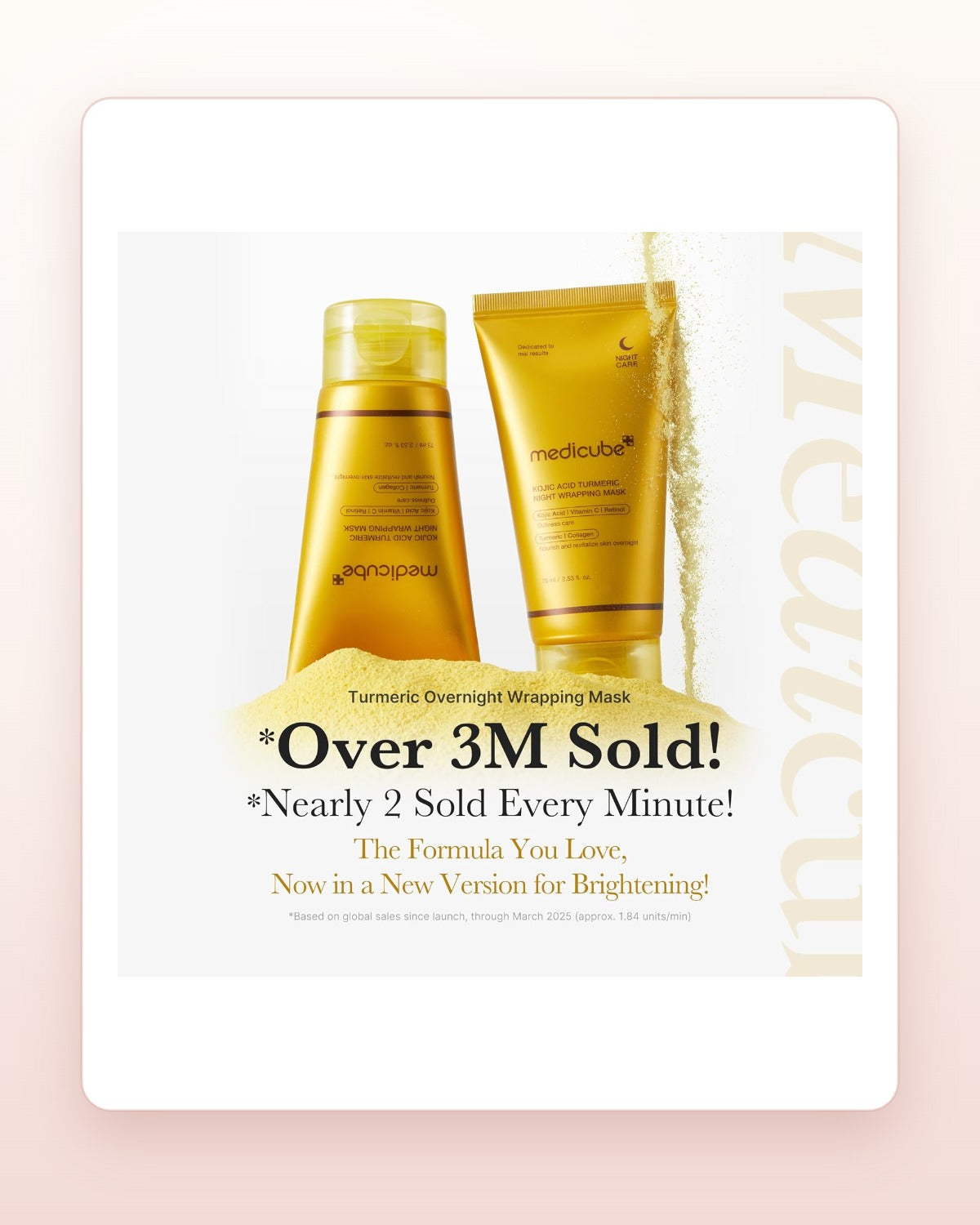 Medicube Kojic Acid Turmeric Night Mask on blush studio card